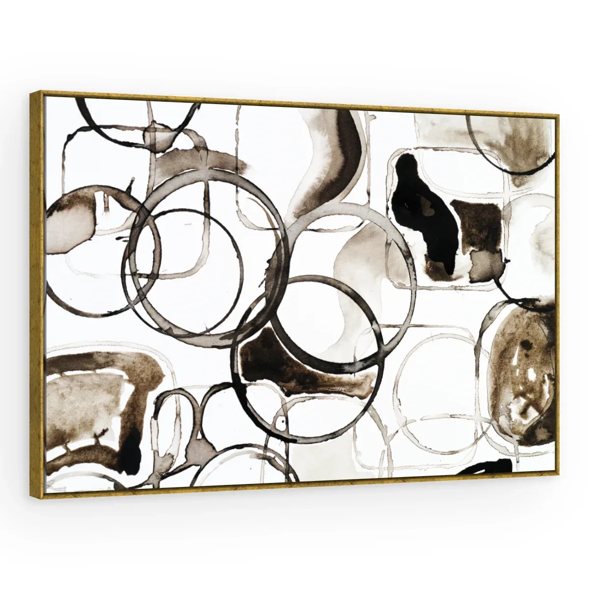 Quadro Decorativo Canvas Círculos Sépia - AB0039