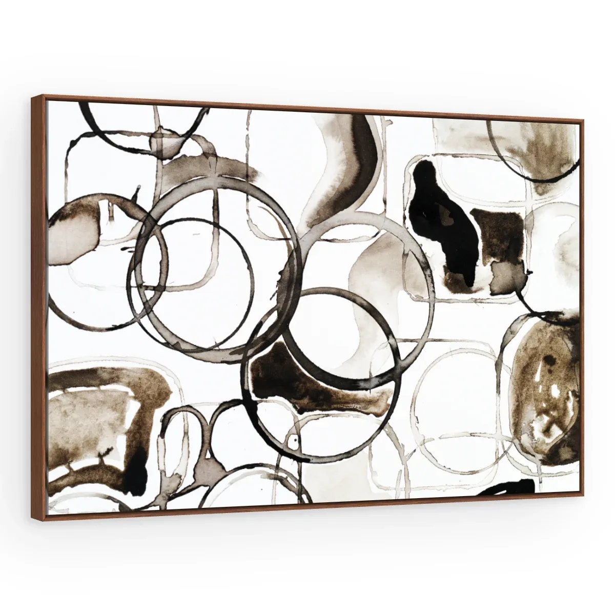 Quadro Decorativo Canvas Círculos Sépia - AB0039