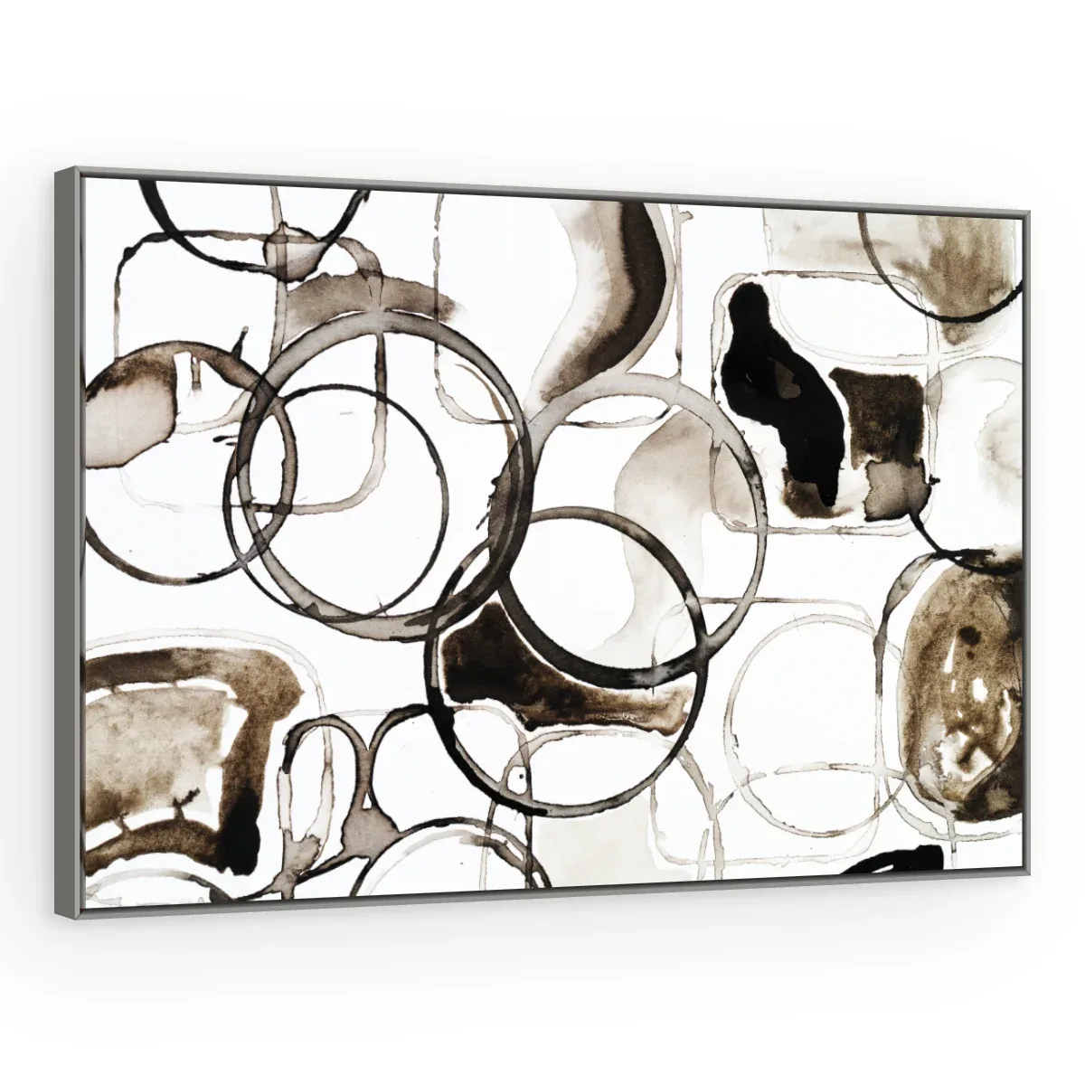 Quadro Decorativo Canvas Círculos Sépia - AB0039