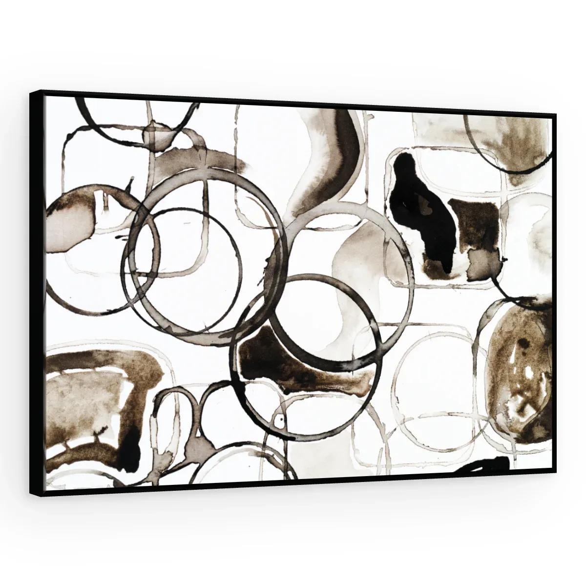 Quadro Decorativo Canvas Círculos Sépia - AB0039