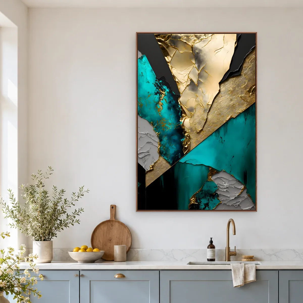 Quadro Decorativo Canvas Fragmentos Turquesa - AB0045
