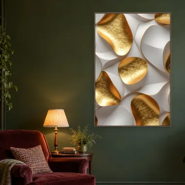 Quadro Decorativo Canvas Relevo Dourado - AB0051
