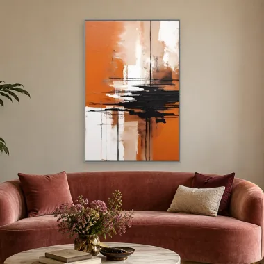 Quadro Decorativo Canvas Pinceladas Laranja - AB0064