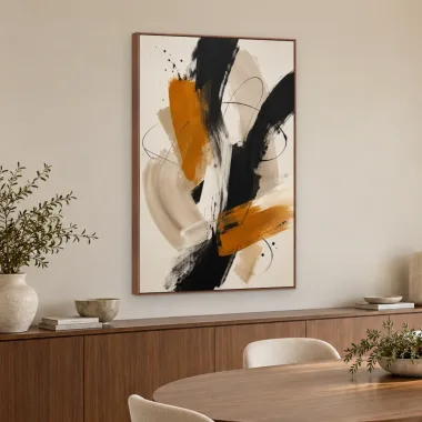 Quadro Decorativo Canvas Pinceladas Ocre - AB0077