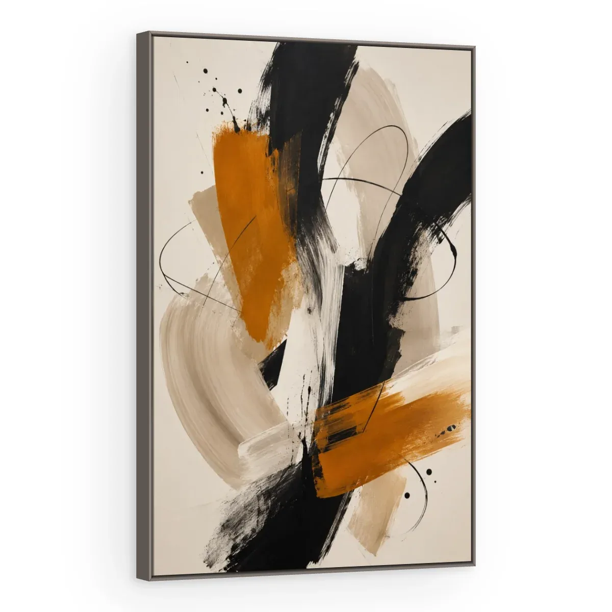 Quadro Decorativo Canvas Pinceladas Ocre - AB0077