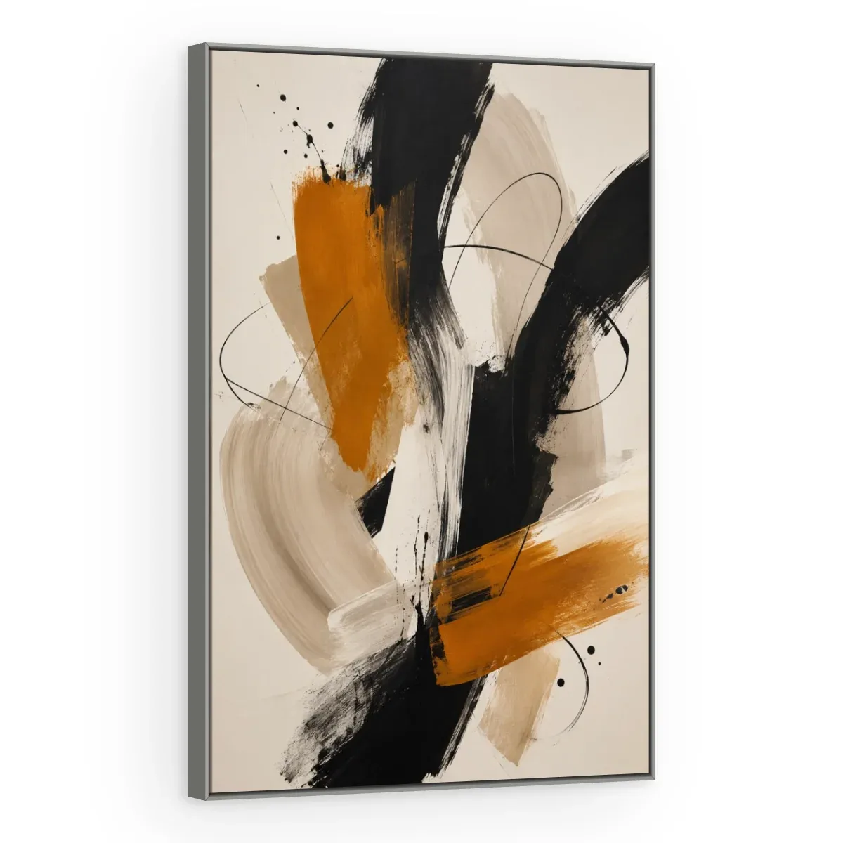 Quadro Decorativo Canvas Pinceladas Ocre - AB0077
