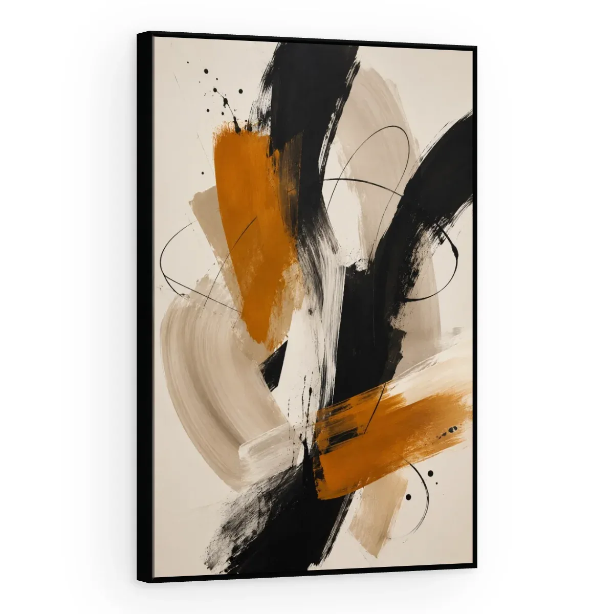 Quadro Decorativo Canvas Pinceladas Ocre - AB0077