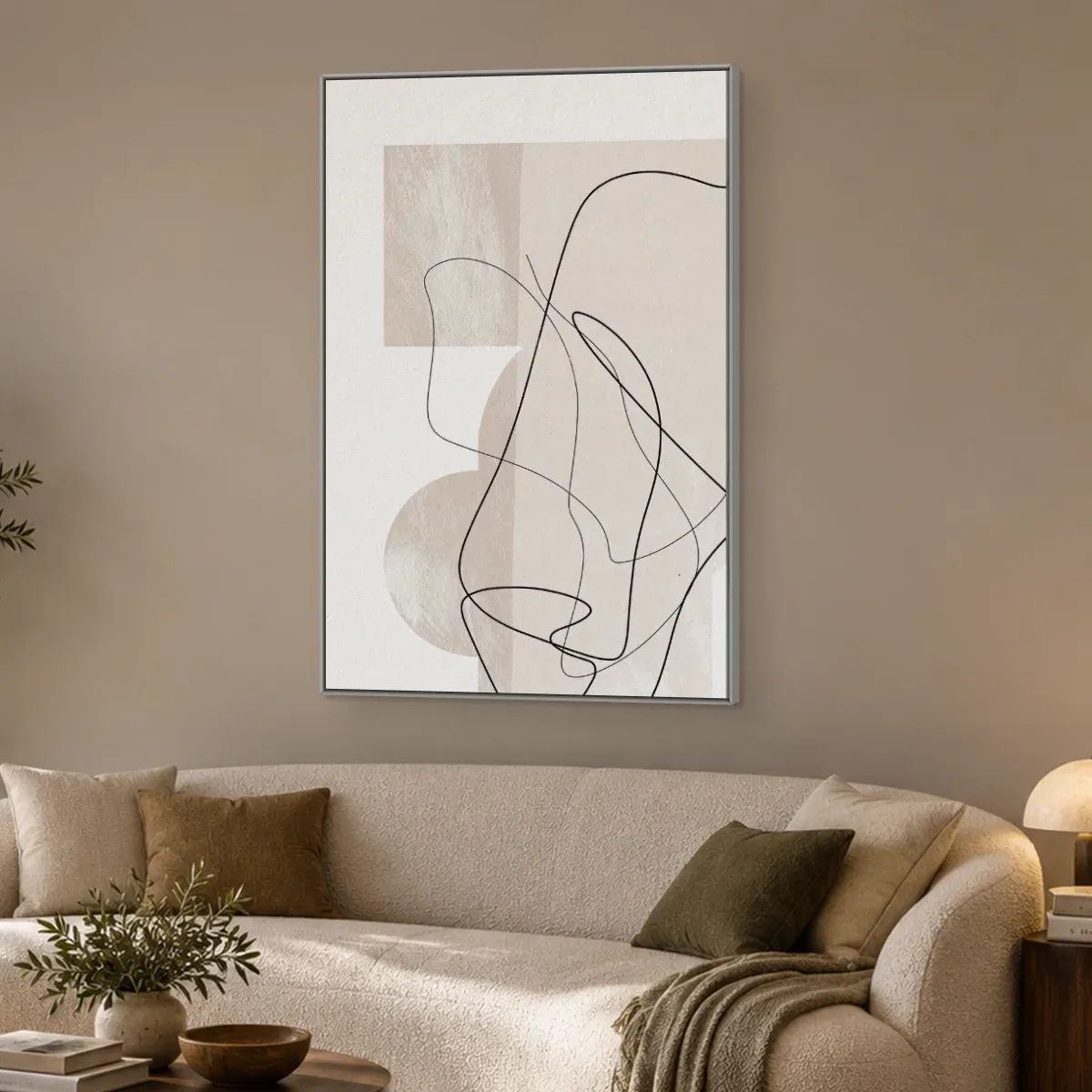 Quadro Decorativo Canvas Traço Bege - AB0080