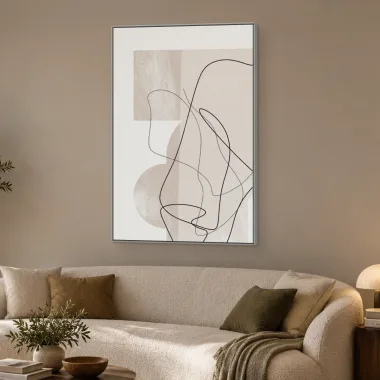 Quadro Decorativo Canvas Traço Bege - AB0080
