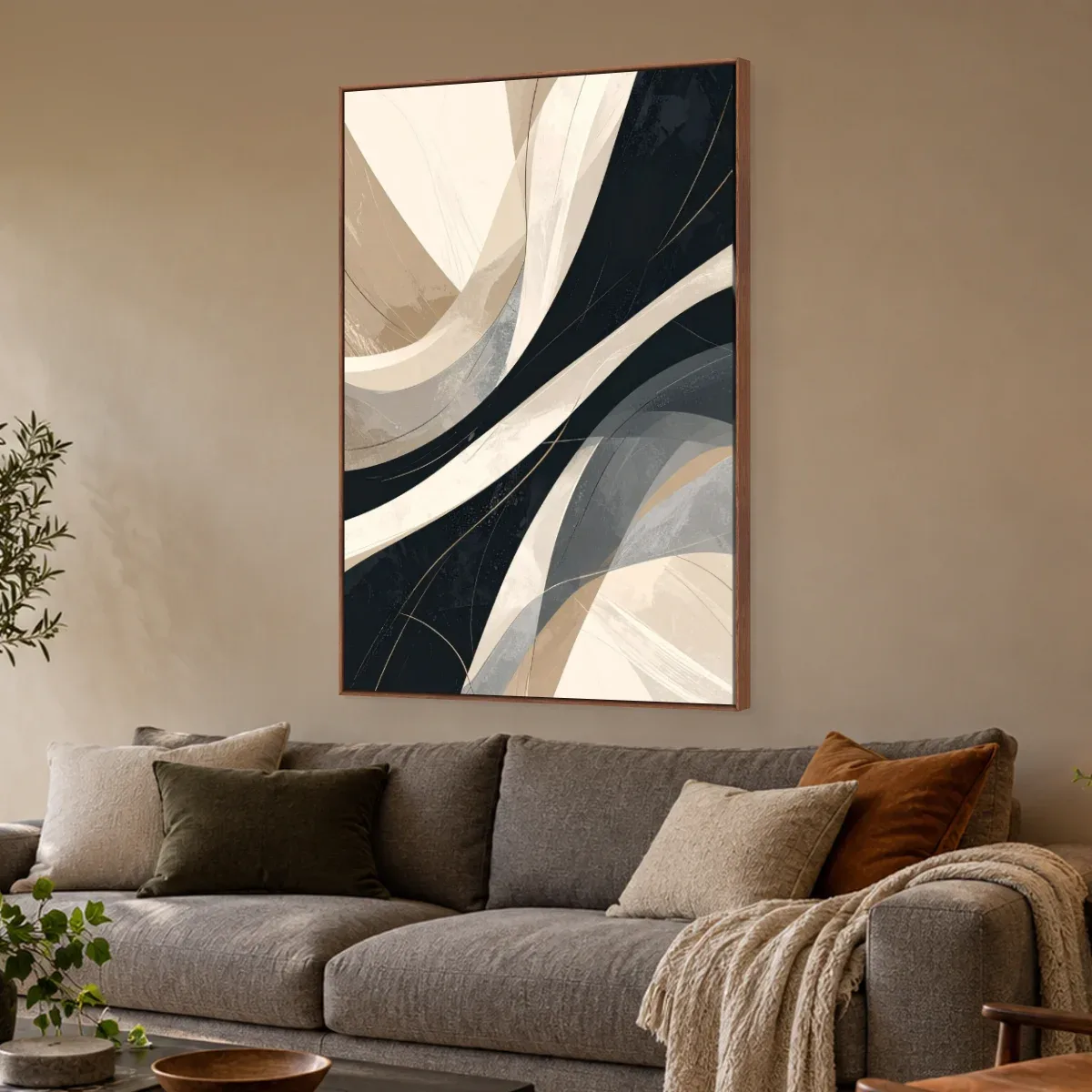 Quadro Decorativo Canvas Curvas Neutras - AB0090