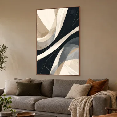 Quadro Decorativo Canvas Curvas Neutras - AB0090