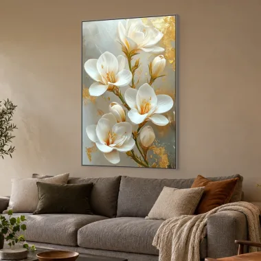 Quadro Decorativo Canvas Magnólias Douradas - AF0033