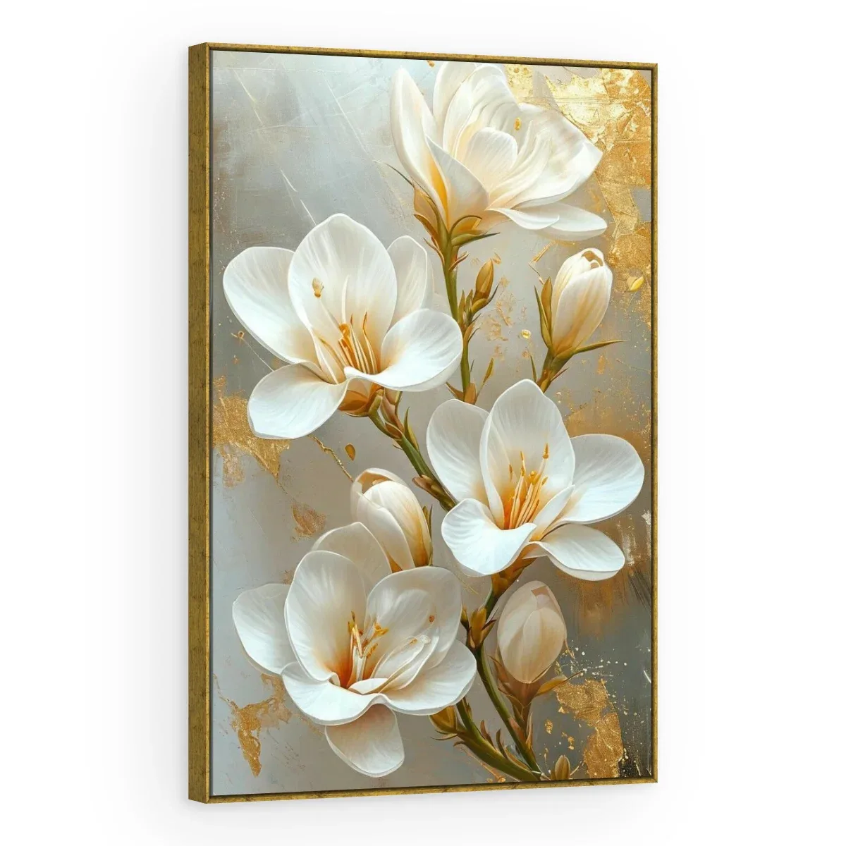 Quadro Decorativo Canvas Magnólias Douradas - AF0033