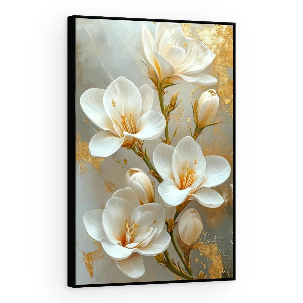 Quadro Decorativo Canvas Magnólias Douradas - AF0033