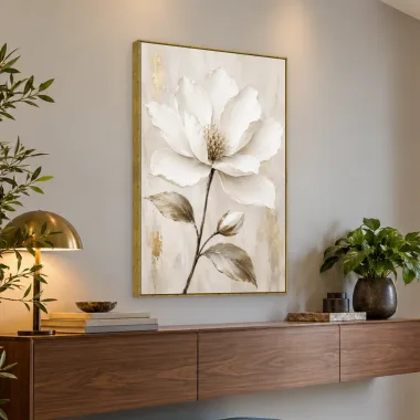 Quadro Decorativo Canvas Flor Branca - AF0058