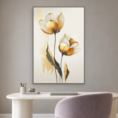 Quadro Decorativo Canvas Tulipas Douradas - AF0068