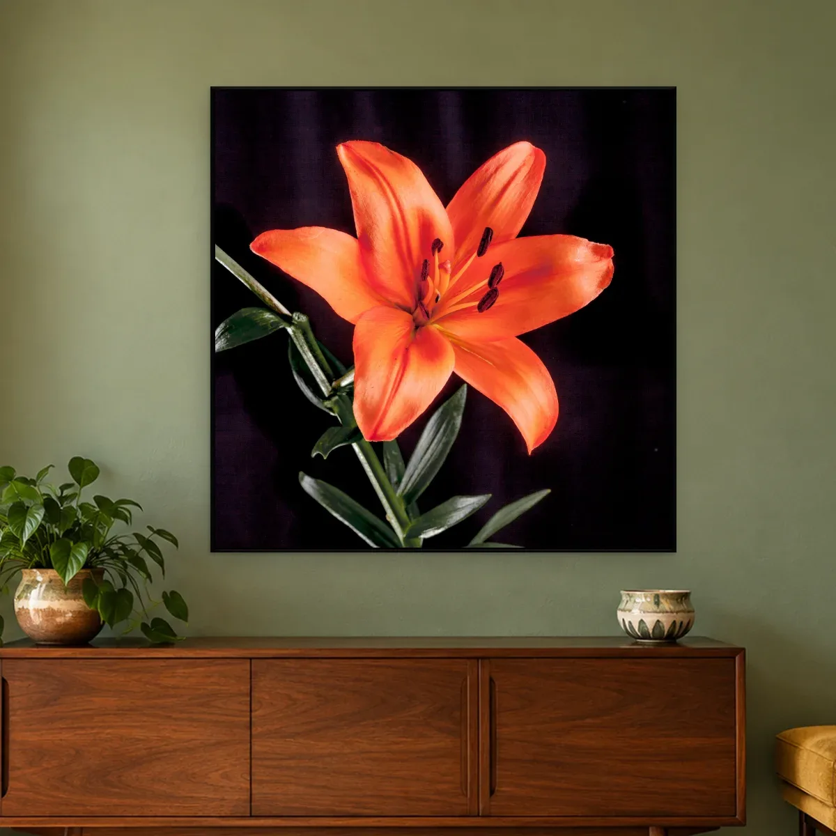 Quadro Decorativo Canvas Lírio Laranja - AF0089