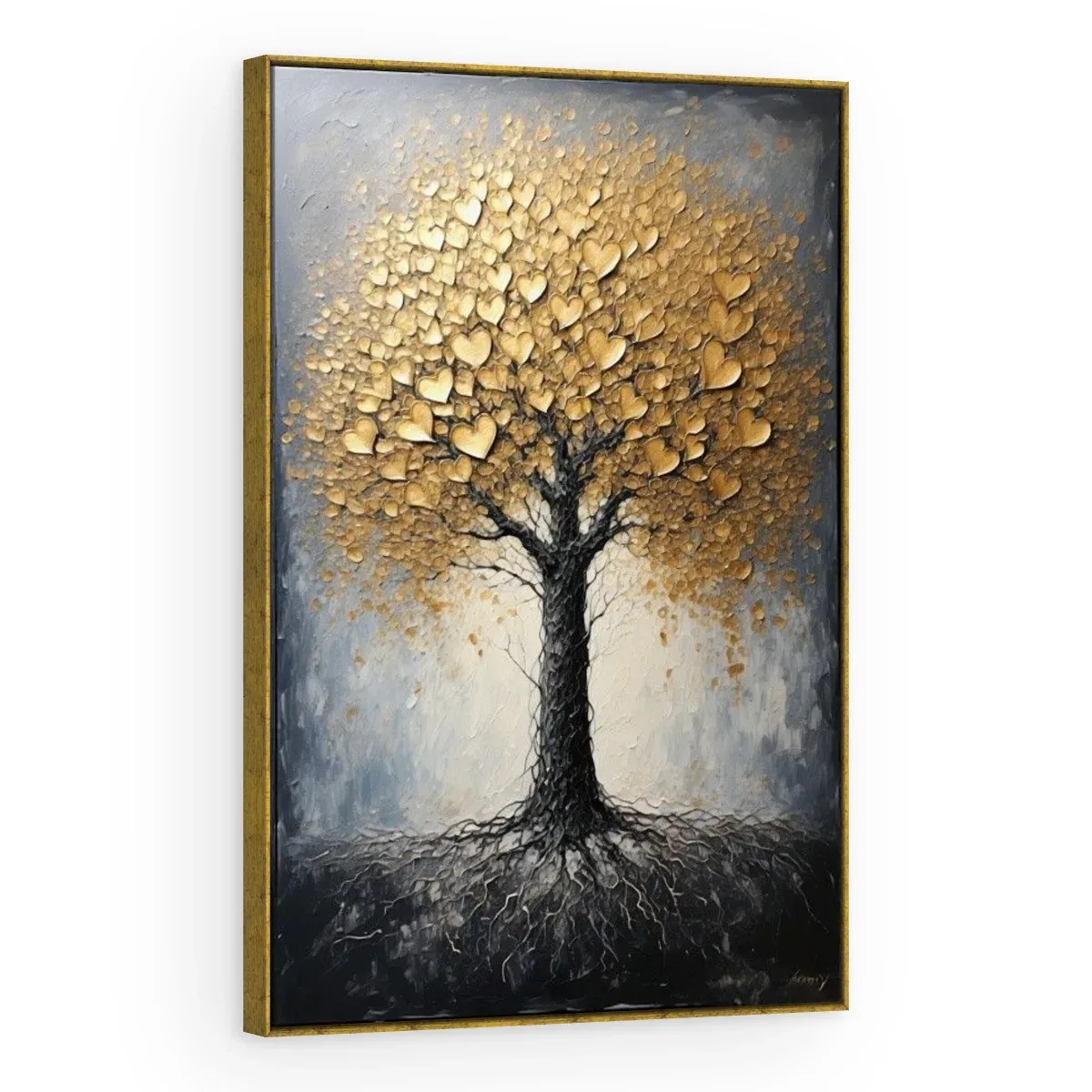 Quadro Decorativo Canvas Árvore Dourada - AF0109
