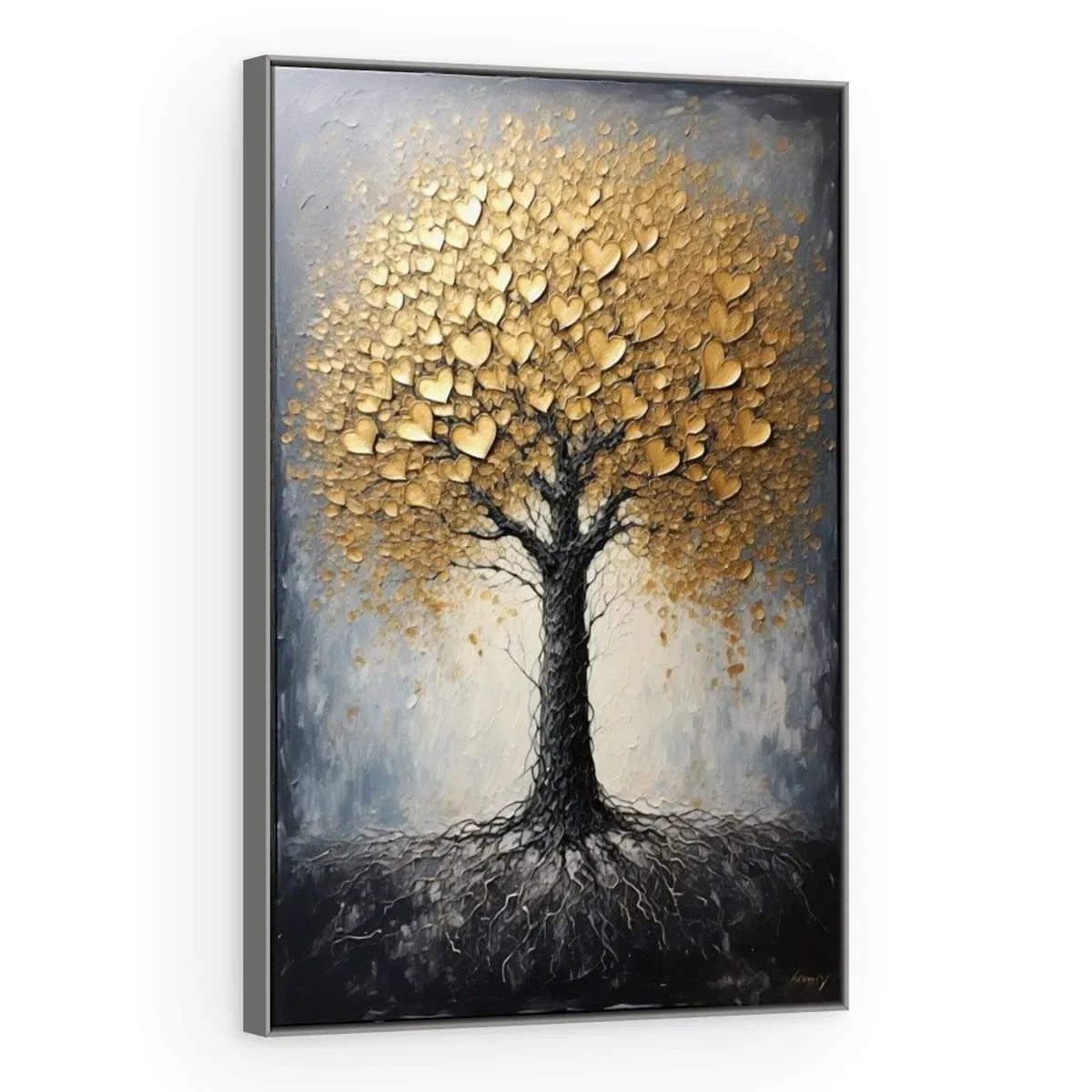 Quadro Decorativo Canvas Árvore Dourada - AF0109