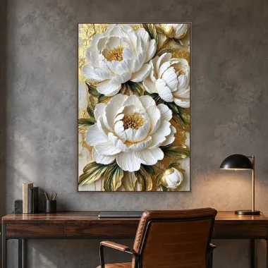 Quadro Decorativo Canvas Peônias Brancas - AF0110