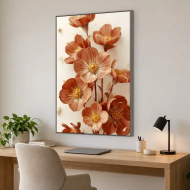 Quadro Decorativo Canvas Flores Terracota - AF0112