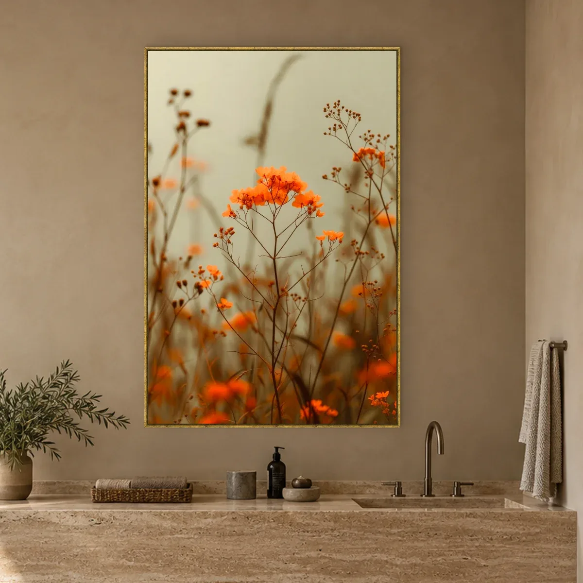Quadro Decorativo Canvas Flores Alaranjadas - AF0116