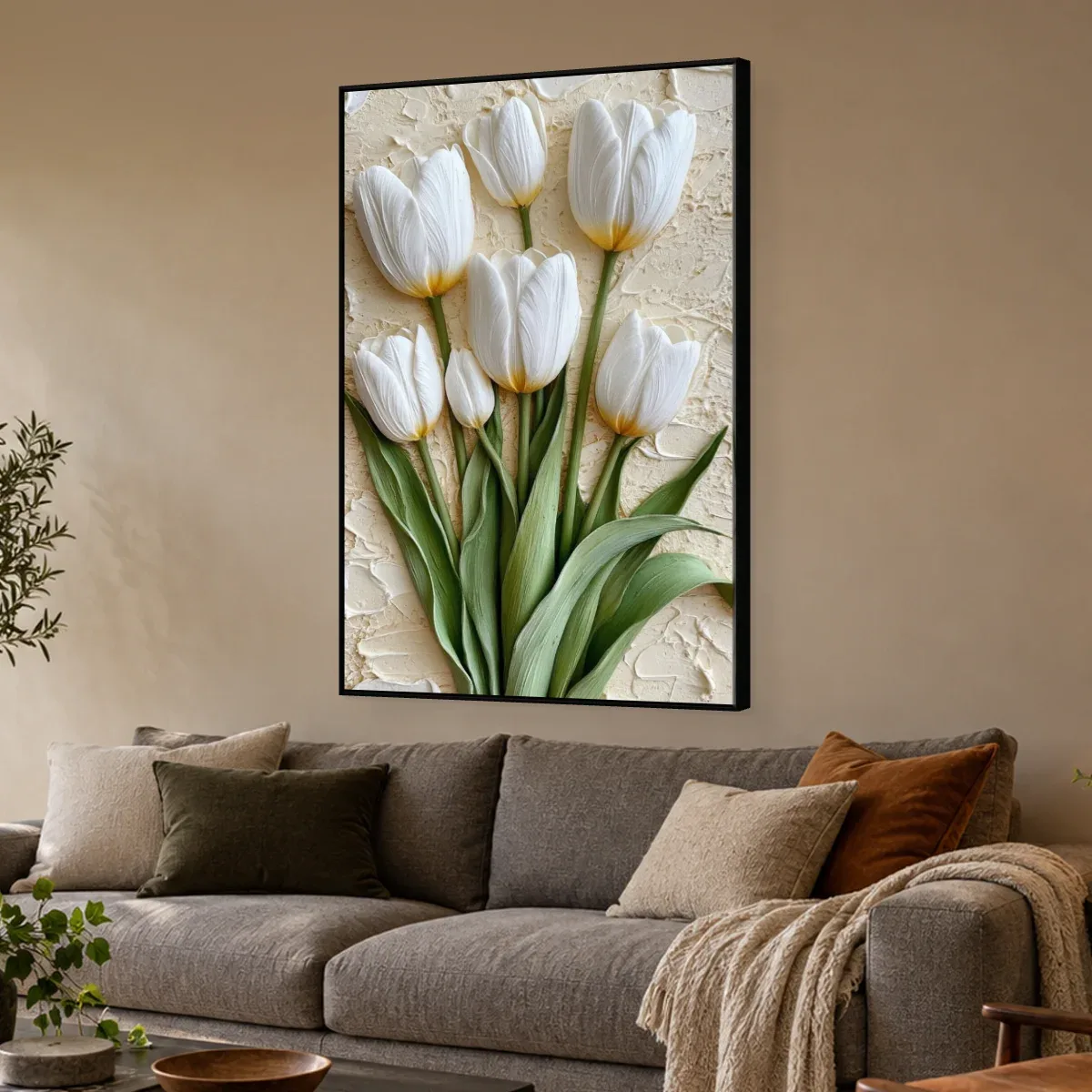 Quadro Decorativo Canvas Tulipas Brancas - AF0117