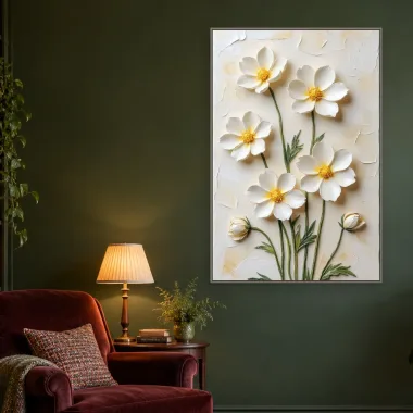 Quadro Decorativo Canvas Anêmonas Brancas - AF0121