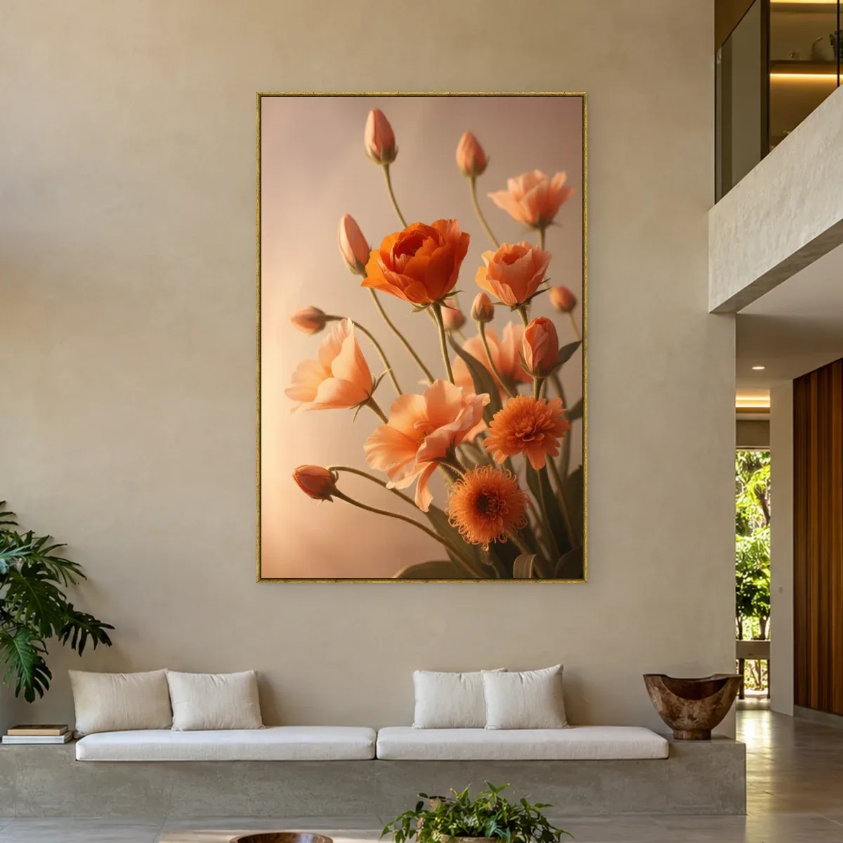 Quadro Decorativo Canvas Ranúnculos Laranja - AF0122