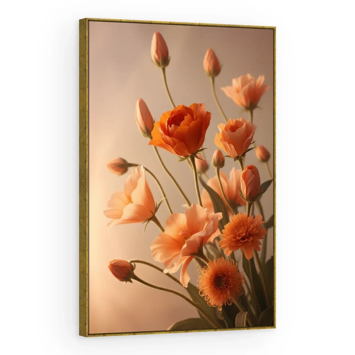 Quadro Decorativo Canvas Ranúnculos Laranja - AF0122