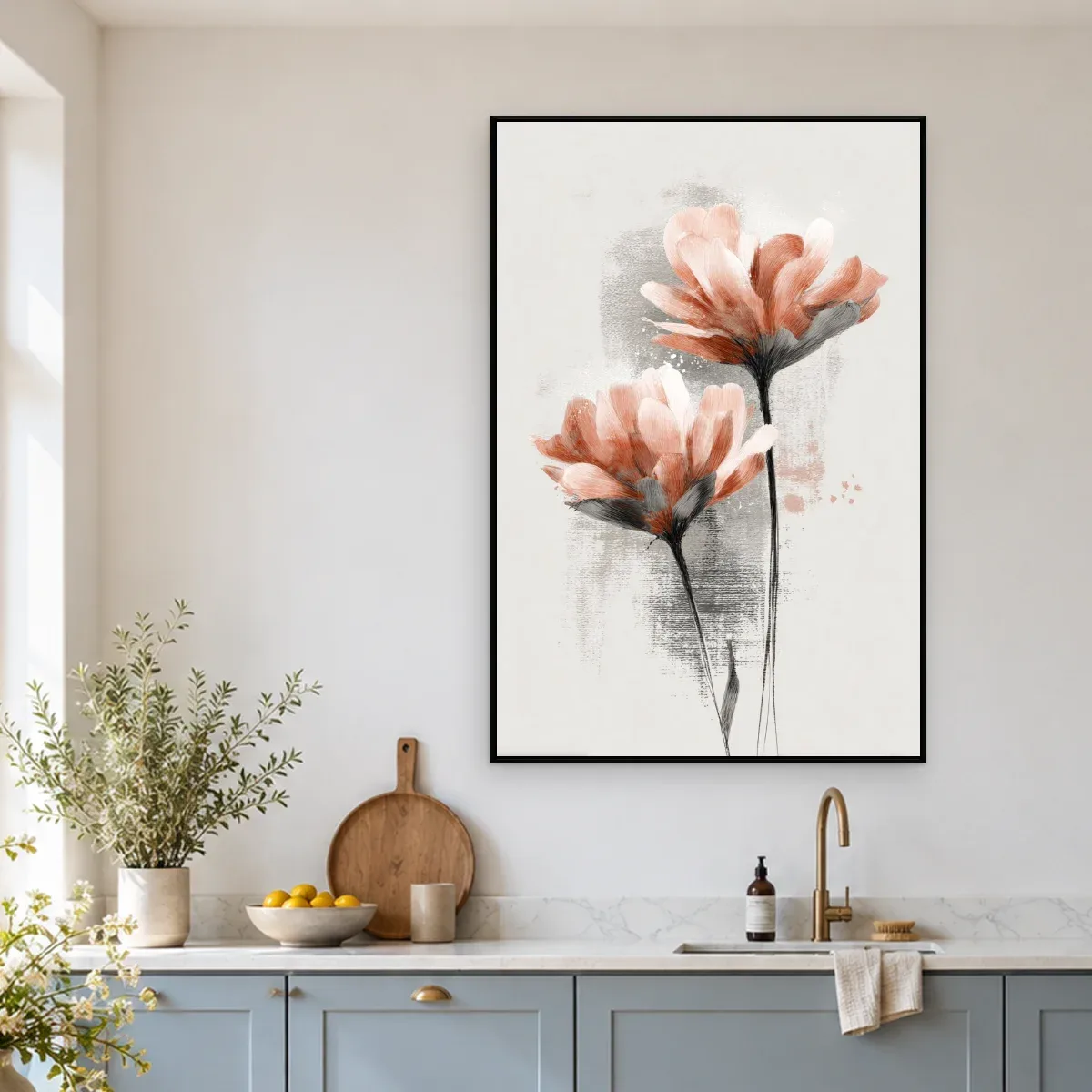 Quadro Decorativo Canvas Flores Salmão - AF0130