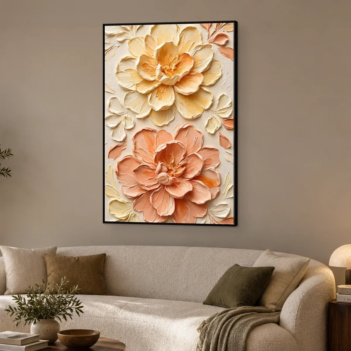 Quadro Decorativo Canvas Flores Esculpidas - AF0134