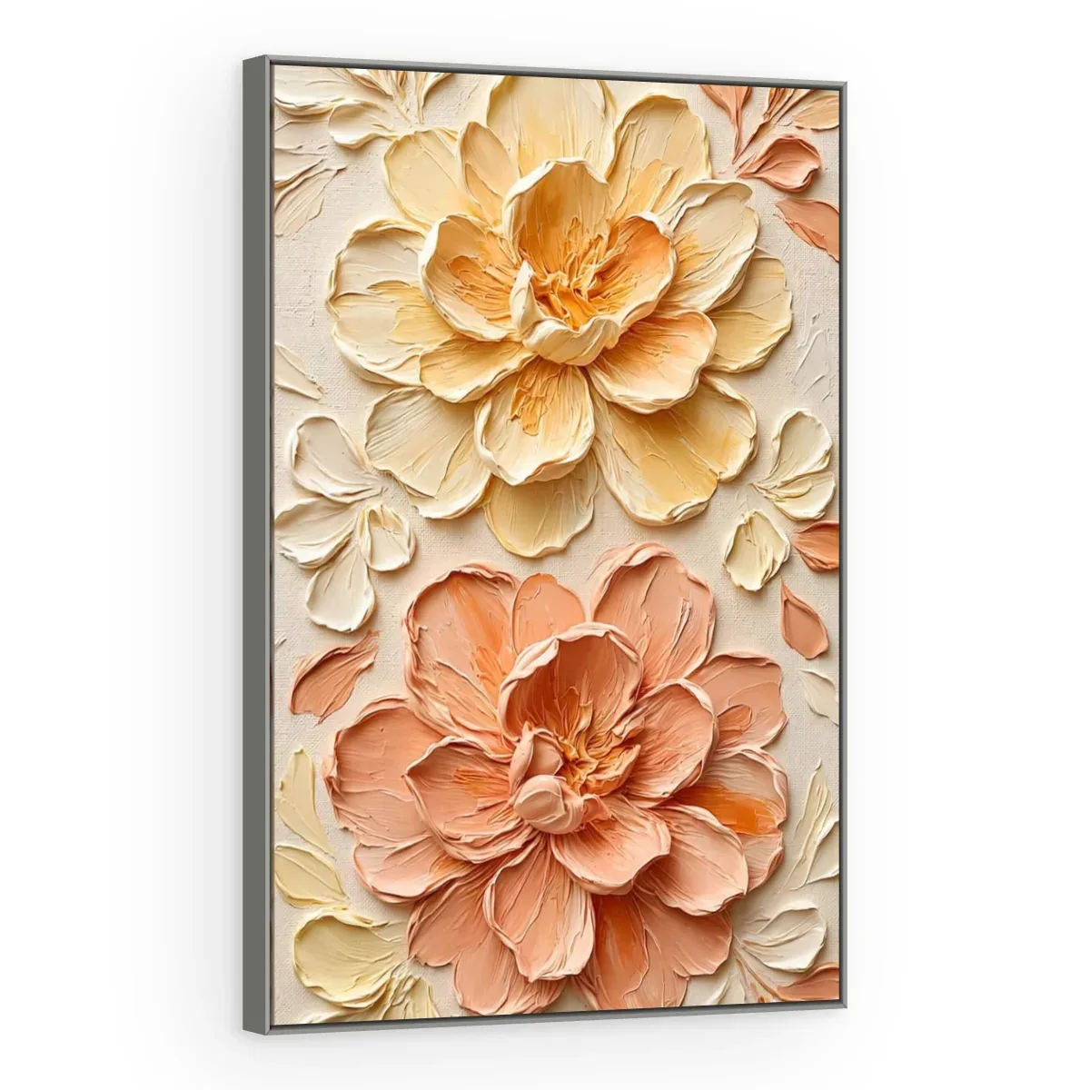 Quadro Decorativo Canvas Flores Esculpidas - AF0134