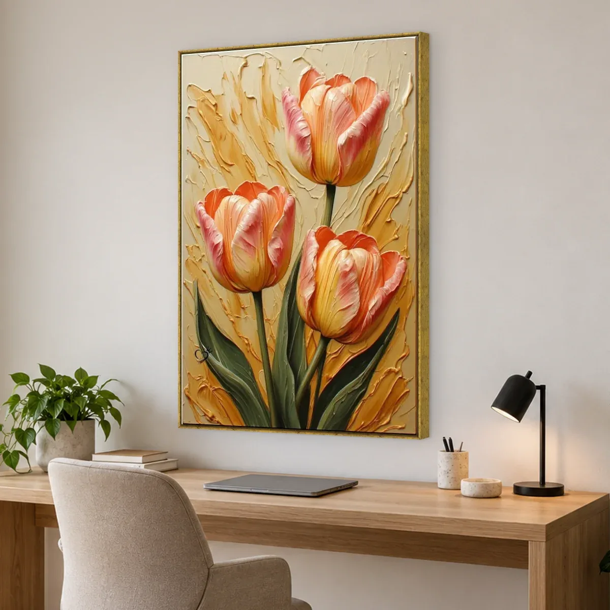 Quadro Decorativo Canvas Tulipas Coral - AF0136