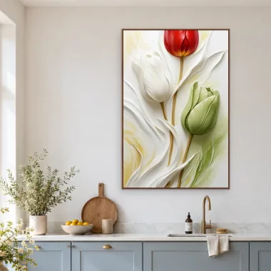 Quadro Decorativo Canvas Tulipa Contraste - AF0138