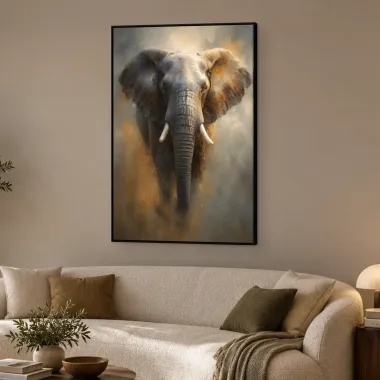 Quadro Decorativo Canvas Elefante Óleo - AN0016
