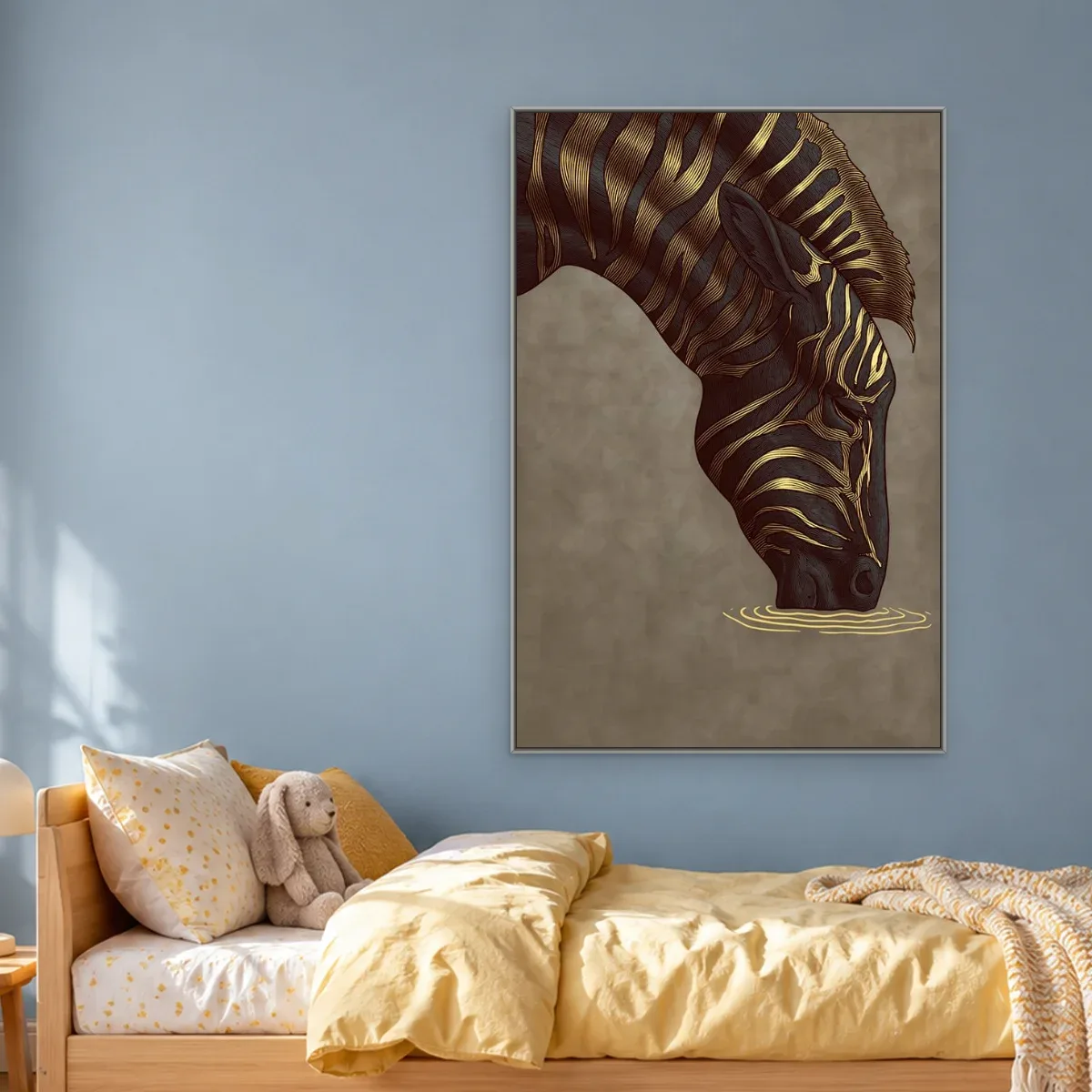 Quadro Decorativo Canvas Zebra Dourada - AN0018