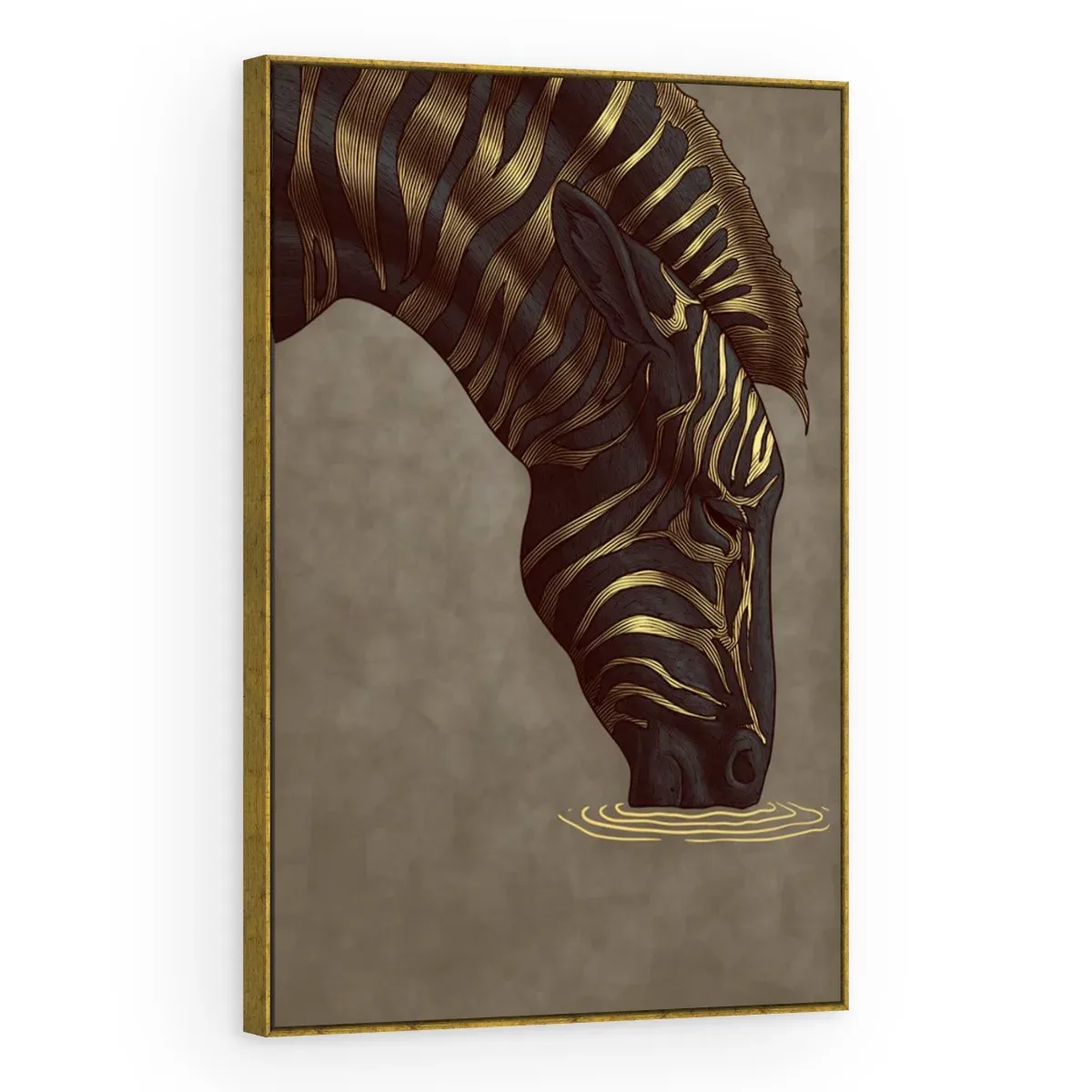 Quadro Decorativo Canvas Zebra Dourada - AN0018