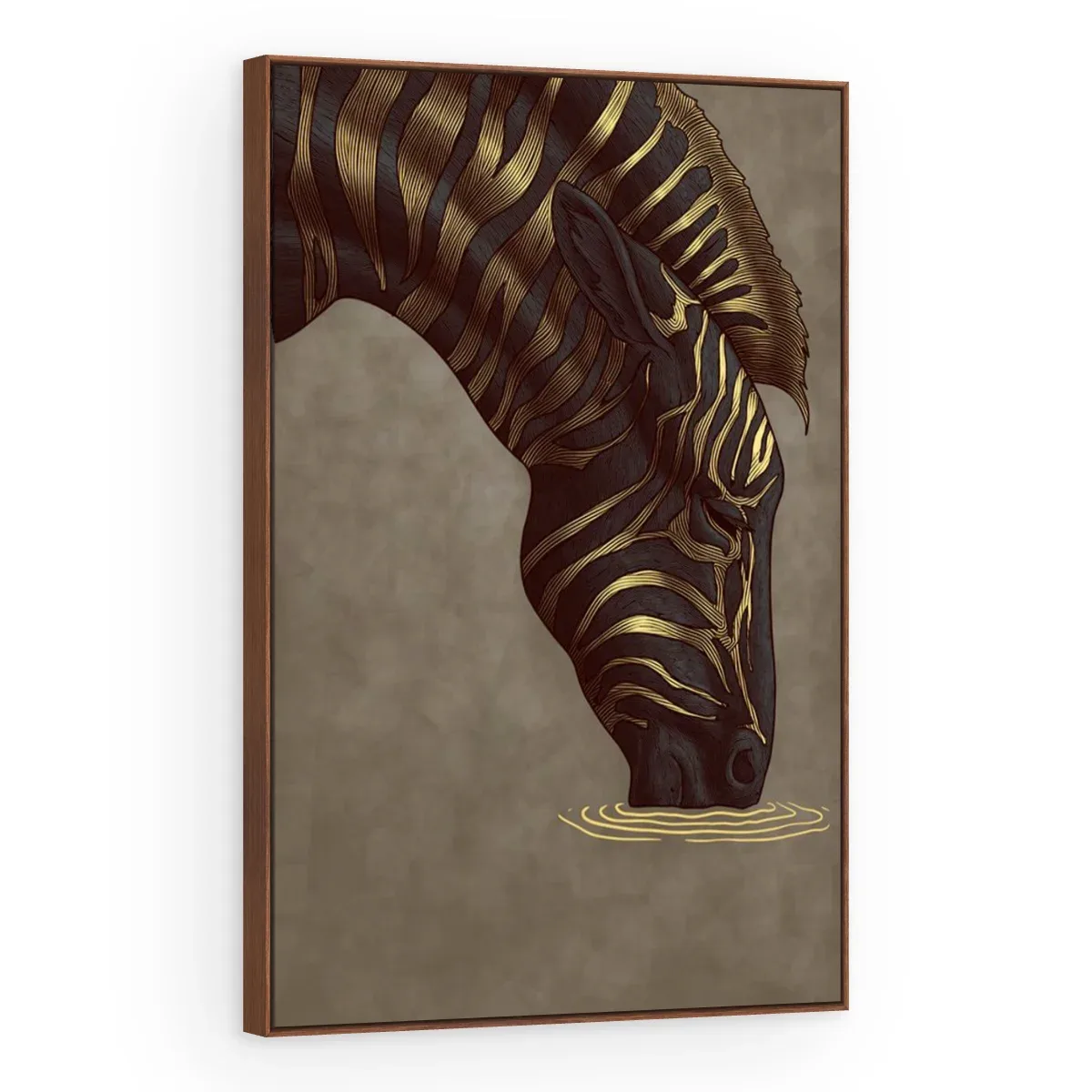 Quadro Decorativo Canvas Zebra Dourada - AN0018