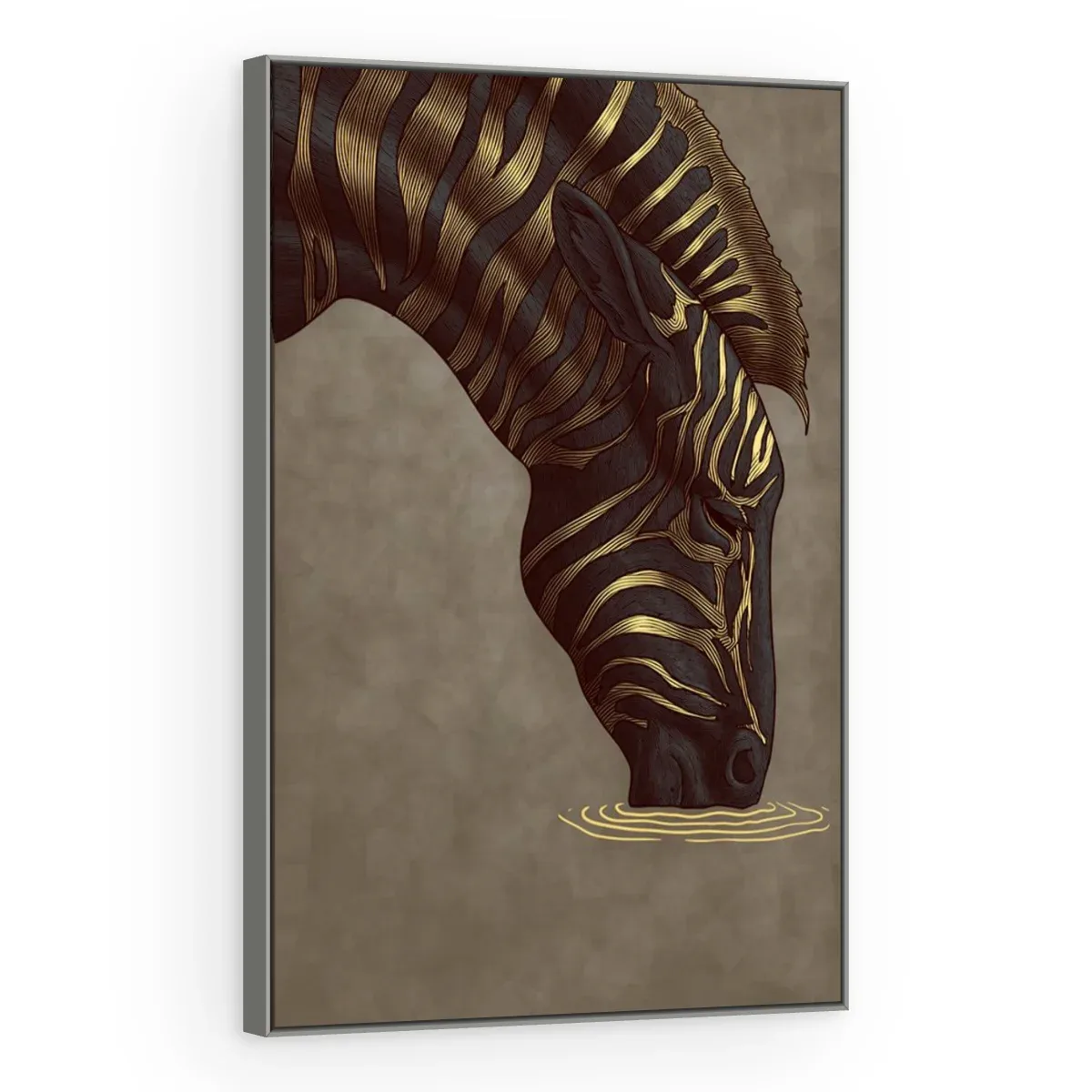 Quadro Decorativo Canvas Zebra Dourada - AN0018
