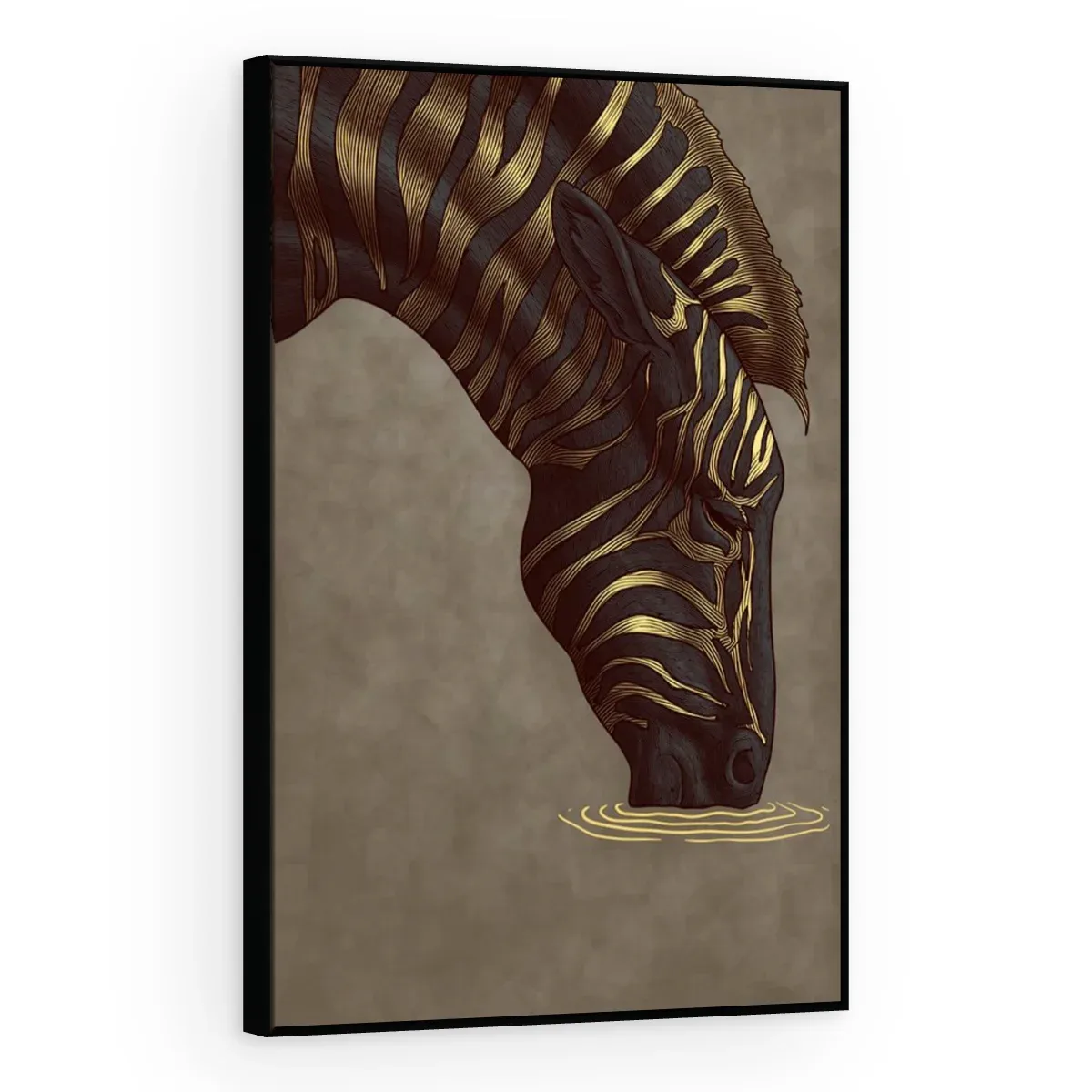 Quadro Decorativo Canvas Zebra Dourada - AN0018
