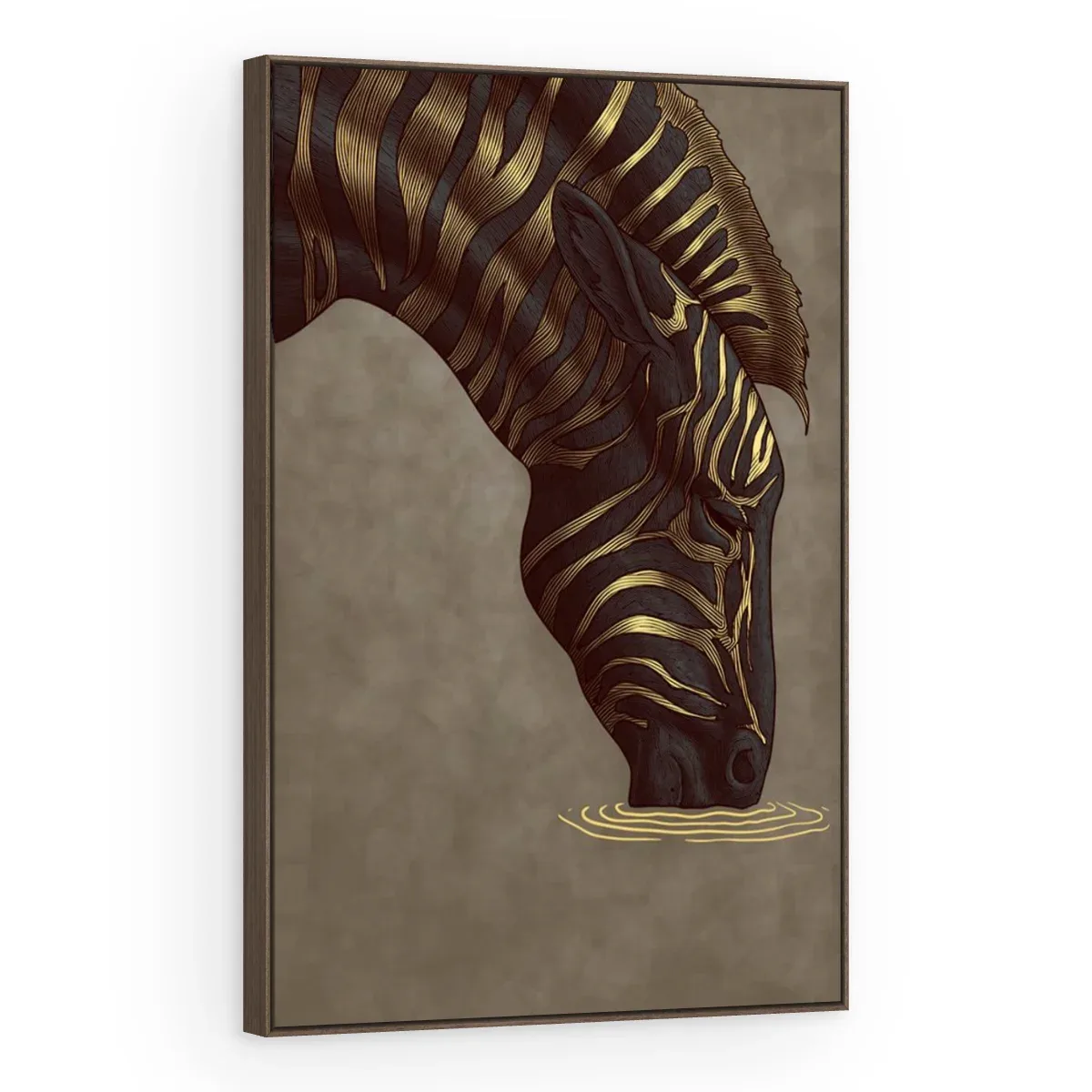 Quadro Decorativo Canvas Zebra Dourada - AN0018