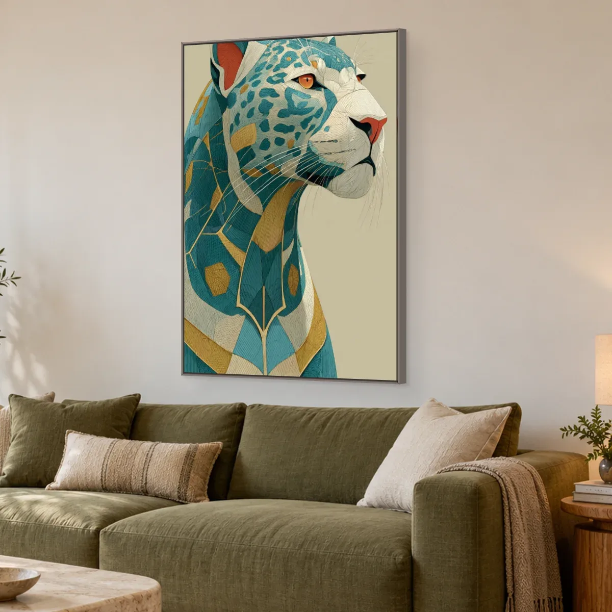 Quadro Decorativo Canvas Felino Geométrico - AN0021