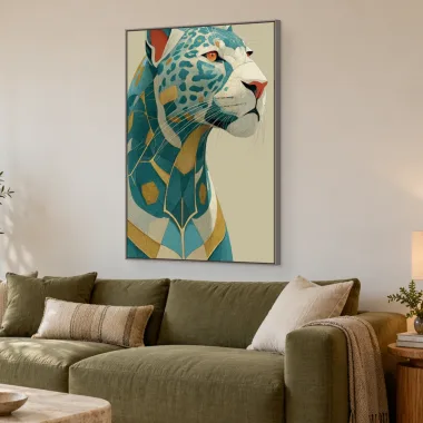 Quadro Decorativo Canvas Felino Geométrico - AN0021