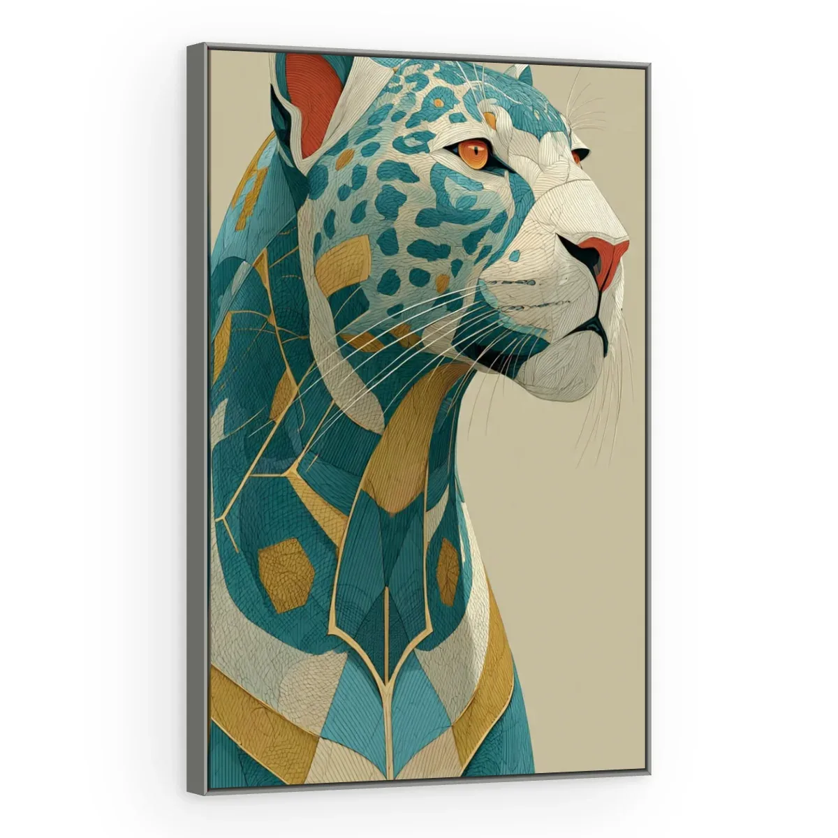 Quadro Decorativo Canvas Felino Geométrico - AN0021