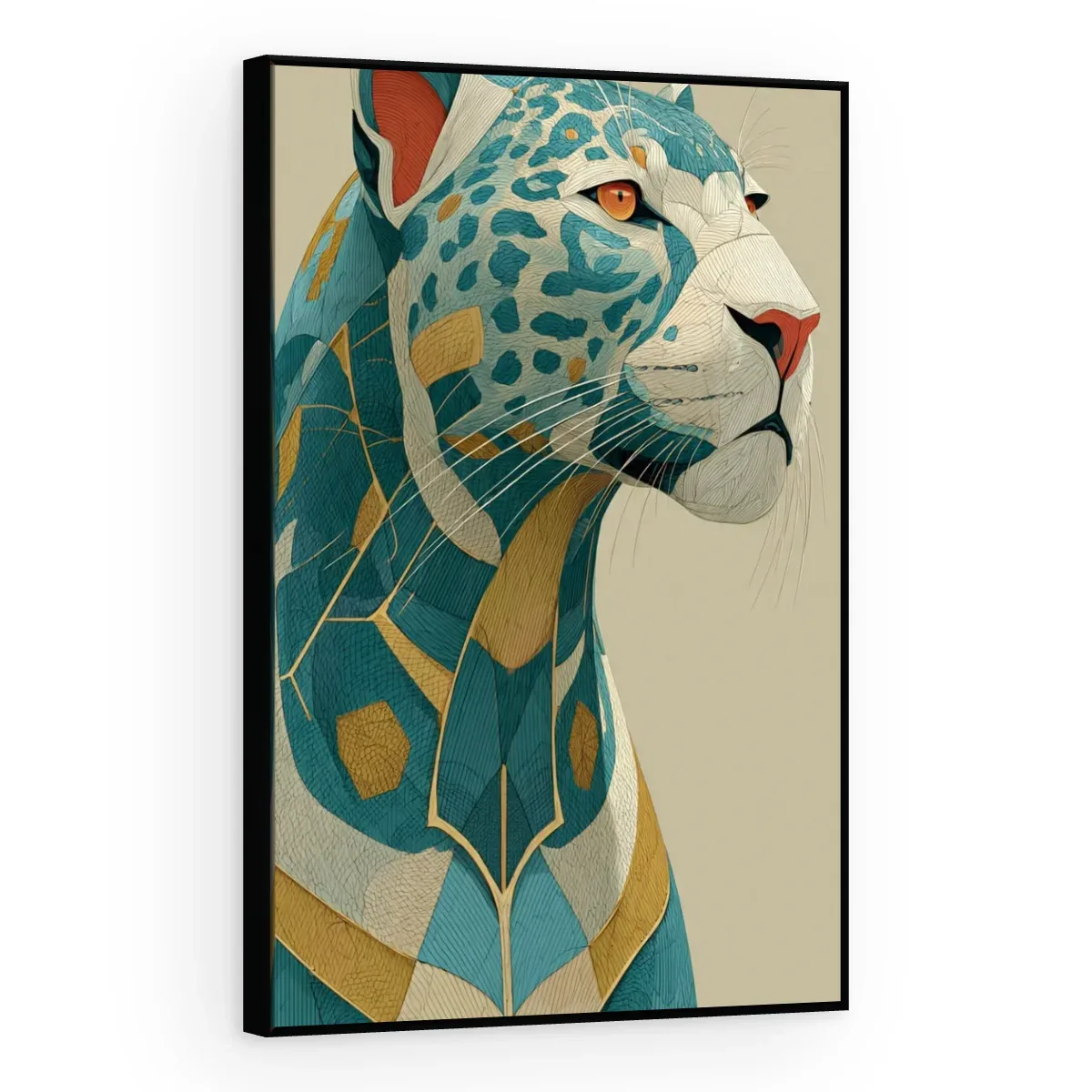 Quadro Decorativo Canvas Felino Geométrico - AN0021