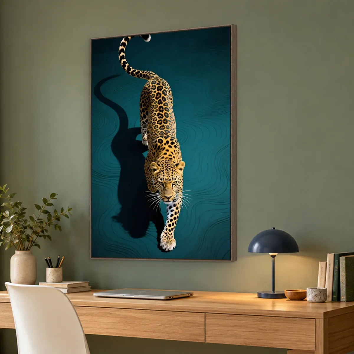 Quadro Decorativo Canvas Leopardo Turquesa - AN0023