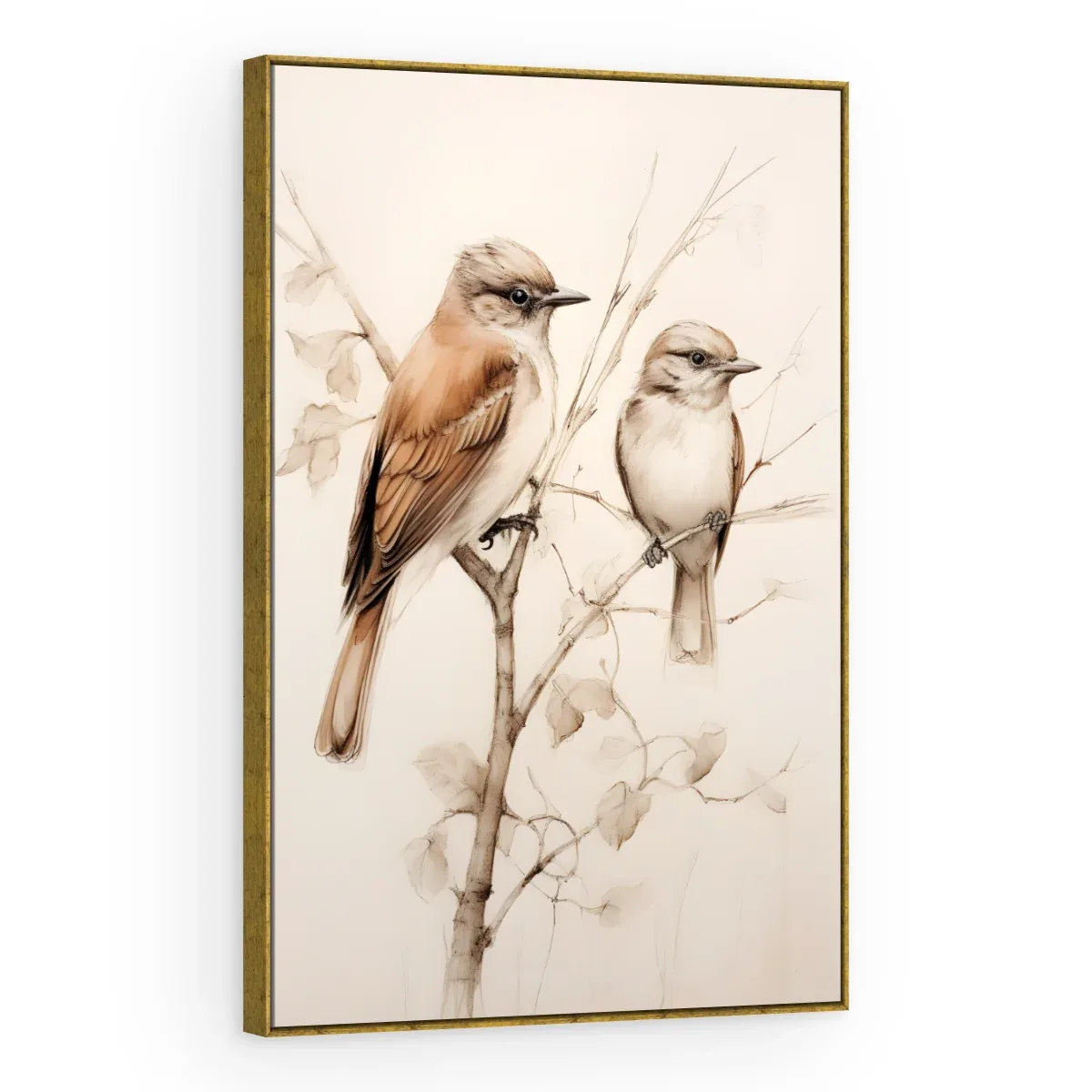 Quadro Decorativo Canvas Pássaros Sépia - AV0010