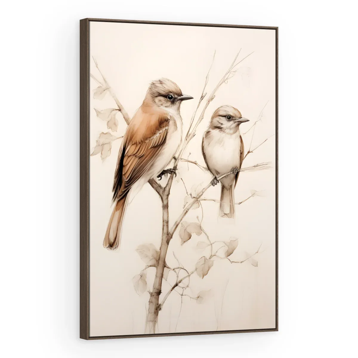 Quadro Decorativo Canvas Pássaros Sépia - AV0010