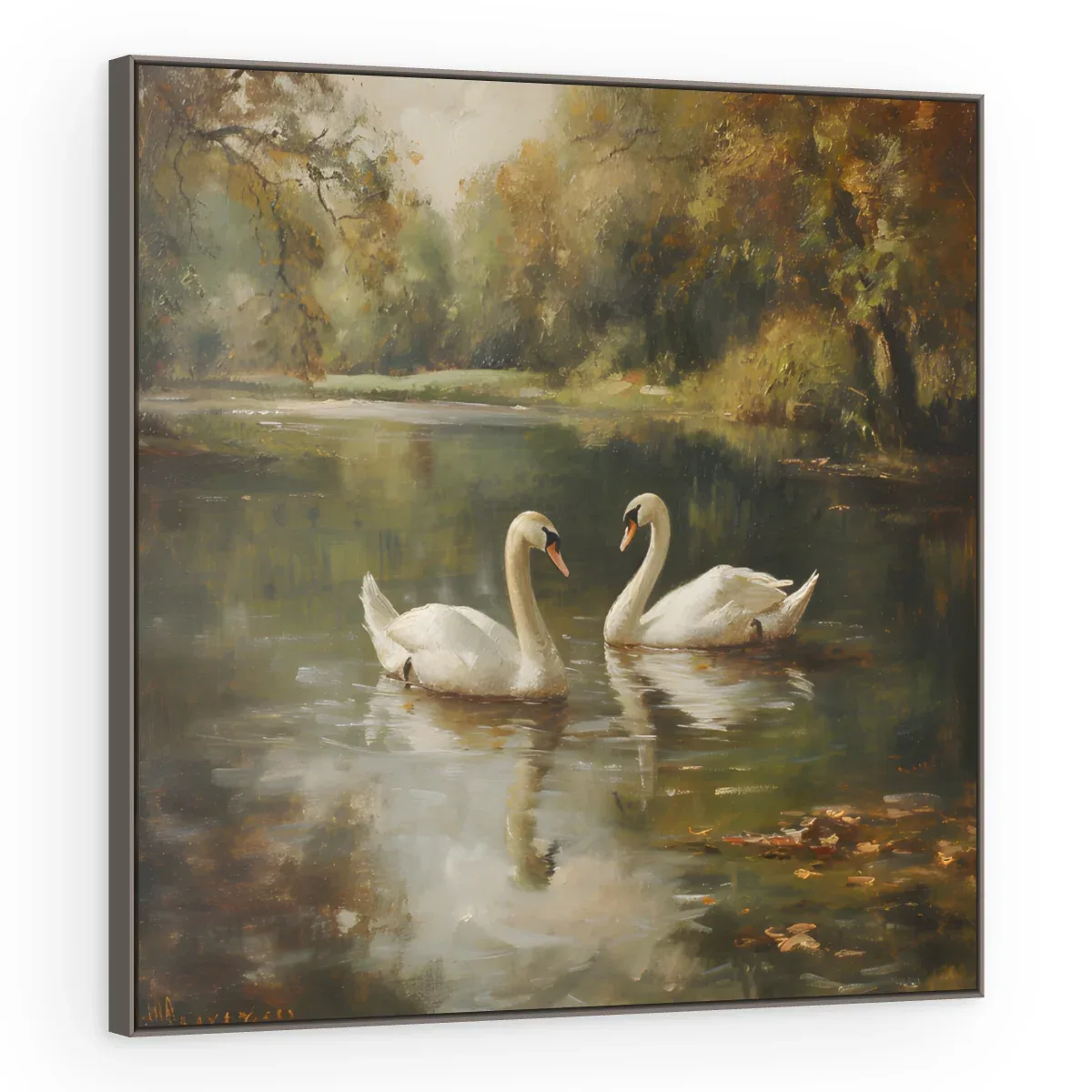 Quadro Decorativo Canvas Cisnes Outonais - AV0012